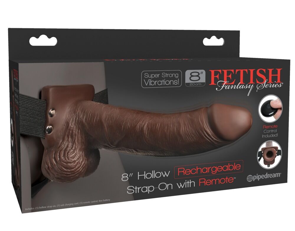 8'' Hollow Rechargeable Strap-on with remote